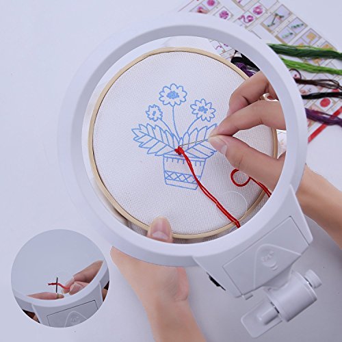 Large Magnifier Folding & Hand Held 2Led Light Lamp Jumbo 5.5 Inch Lens - Best Hands Free Magnifying Glass For Reading And Jewelry Design Etc #TOP4