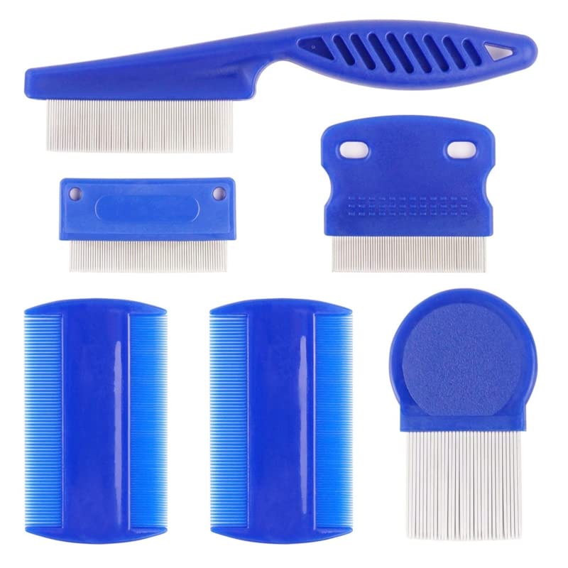 Ljmyy Juego de 6 peines para piojos de mascotas, peine de aseo para gatos, peine para manchas de lágrimas para eliminar manchas de pelo para perros