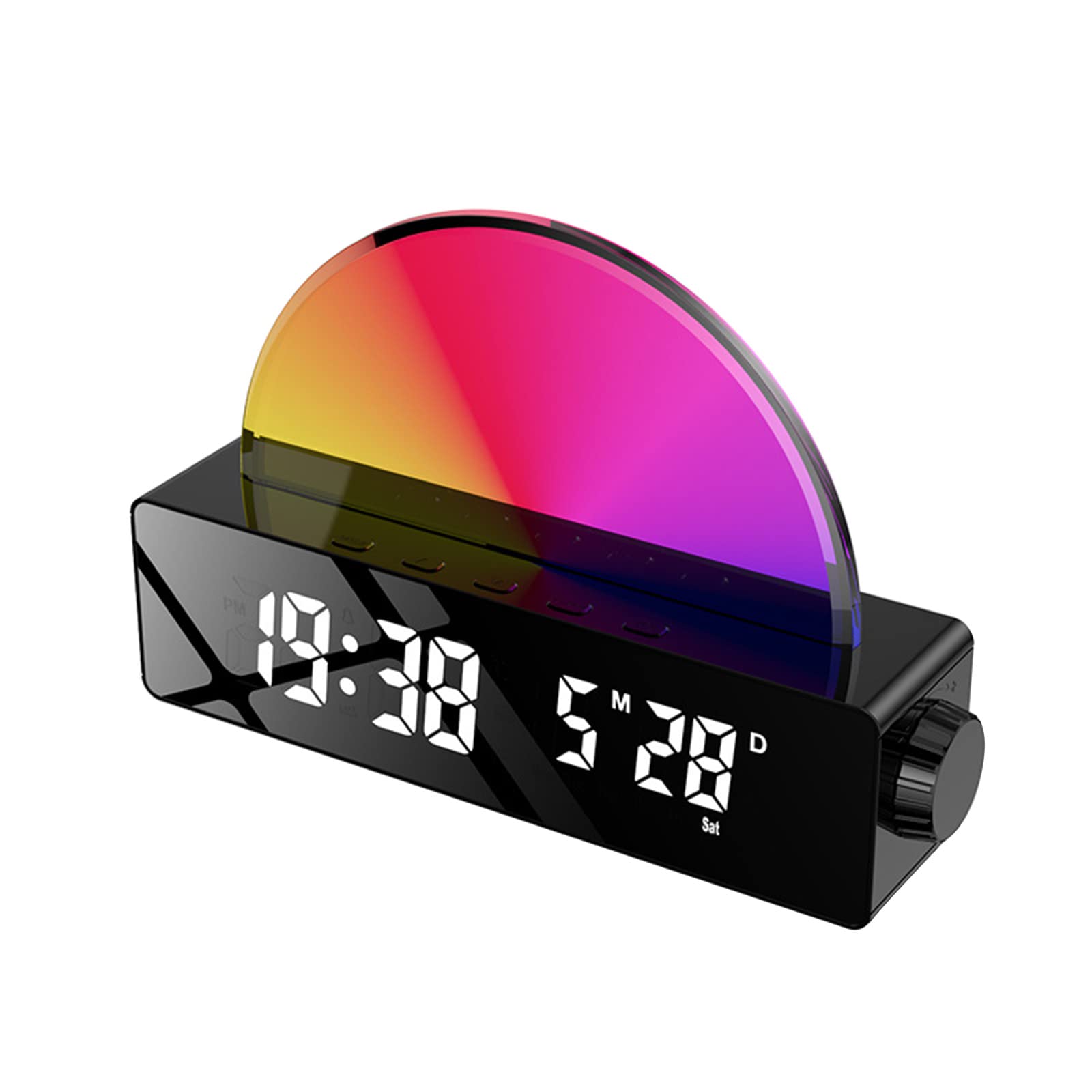 Reloj digital LED con luz atmosférica, temperatura, fecha, reloj despertador digital para dormitorio, simulación de relojes digitales para dormitorios