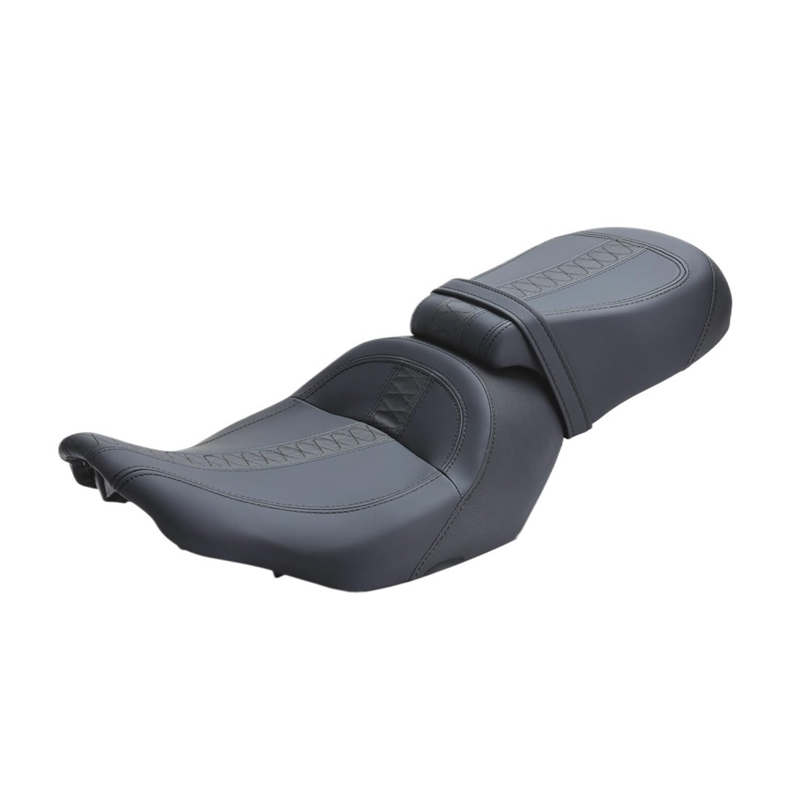 Motorrad-Vorder- und Rücksitzbank Fahrer-Beifahrer-Low-Profile-Sitz Für Touring CVO Für Road Glide FLTRX Street FLHX 2023–2024 Motorrad-Ersatzteile(Black Stitching)