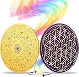 VIBRATIS Fleur de Vie en Bois pour Recharger Pierres et Pendules Divinatoires, Support avec Cadrans et Planche pour Pendule ⌀15 cm, Fabriqué en France
