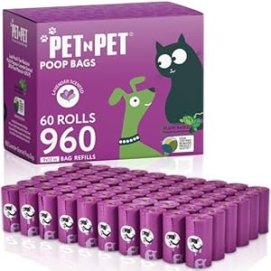 Pet N Pet Poop Bags for Dogs, 960 Counts Lavender Scented Dog Poop Bags, USDA Certified 38% Plant Based & 62% PE Dog Waste Bags, Doggie Poop Bags, Dog Poop Bags Rolls, Scented Poop Bags for Dogs