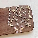 100個 さまざまな形状のランダムな組み合わせ ハート型 ミニ食器型 オーシャンシリーズ 蝶々結び ネイルアート合金ジュエリー (JA013)