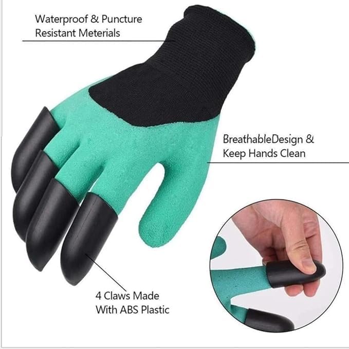 2 Pairs Garden Gloves with Claws for Women and Men Both Hands Gardening Work Gloves Garden Gloves Yard Work Safe Gloves for Easy Digging Planting - Image 4