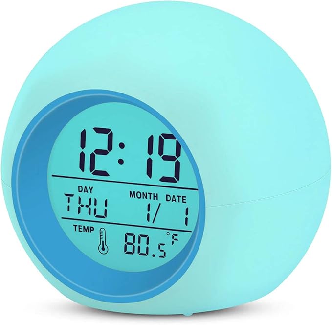 Kids Alarm Clock, 7 Color Changing Night Light Clock for Girls Boys