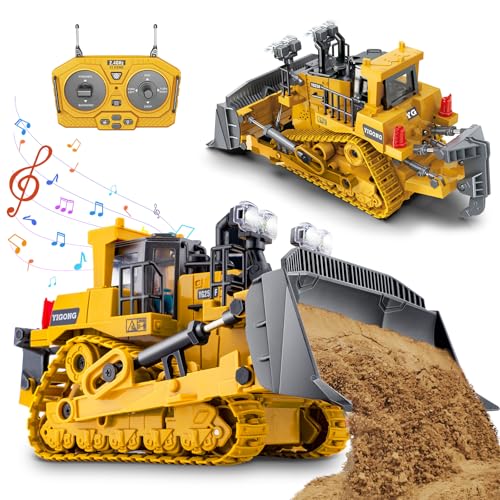 Samtop Rc Bulldozer Toys - Remote Control Bulldozer Construction Vehicles Trucks for Boys Kids Age 7 8-12 - Metal Remote Control Electric Tractor...