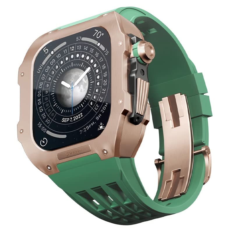 Boîtier en titane pour Apple Watch 44mm et bracelet luxe en caoutchouc