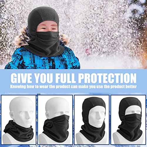 Funtery 4 Pcs Winter Kids Balaclava Face Mask for Boy Girl Warm Windproof Fleece Face Mask for Skiing Cycling Gear4