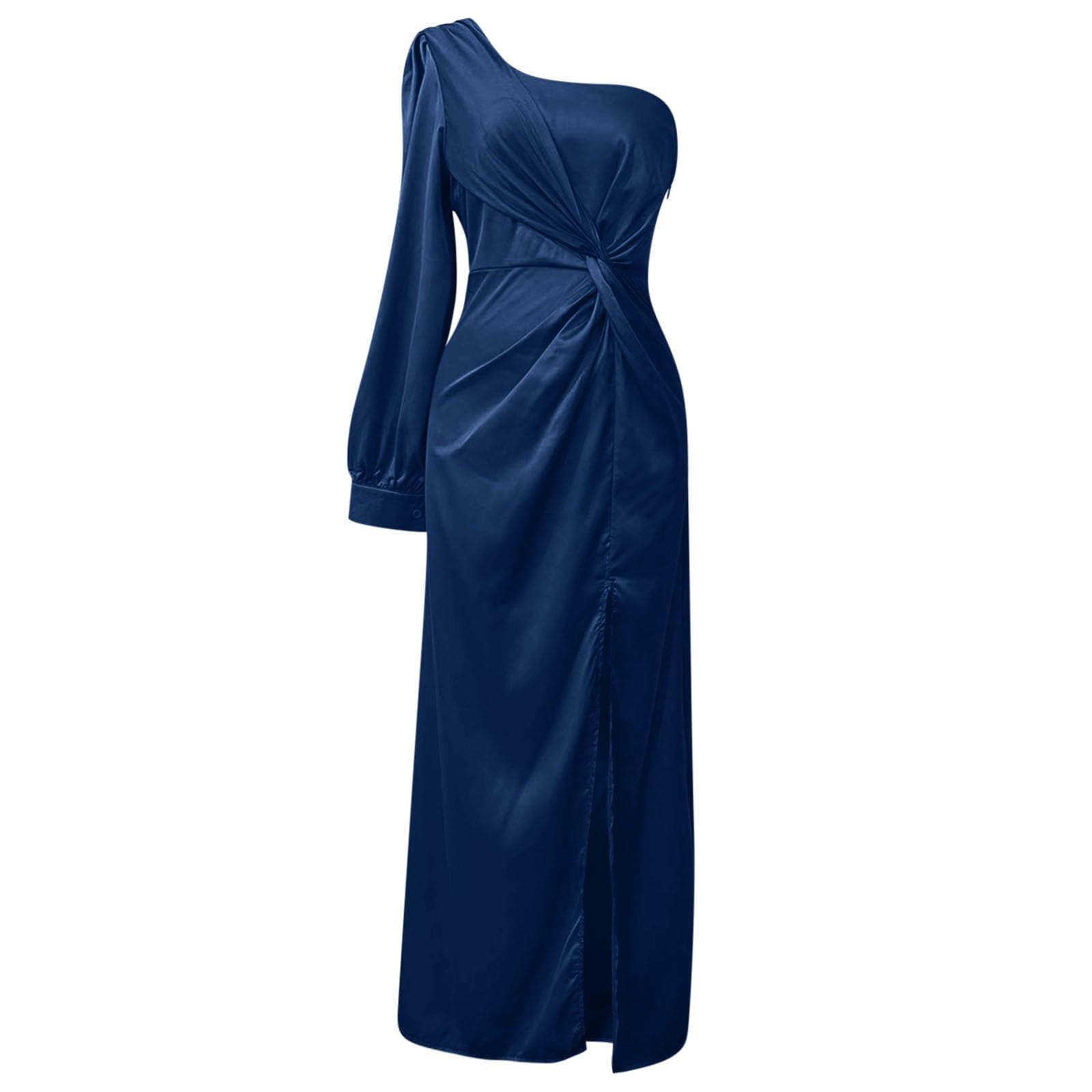 Maxikleid Damen One Shoulder Abendkleid Hoher Schlitz Elegant
