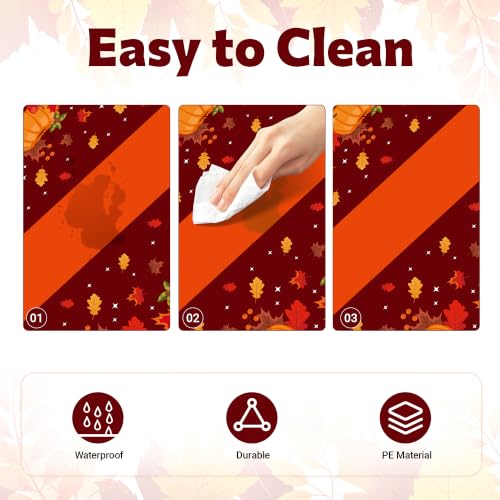 Image of Childom Thanksgiving Tablecloth,3 Pack Disposable Plastic Tablecloth 54x108 Inch Thanksgiving Decorations,Pumpkin Maple Leaf Party Table Cover for Home Table Decor,Birthday Party Supplies
