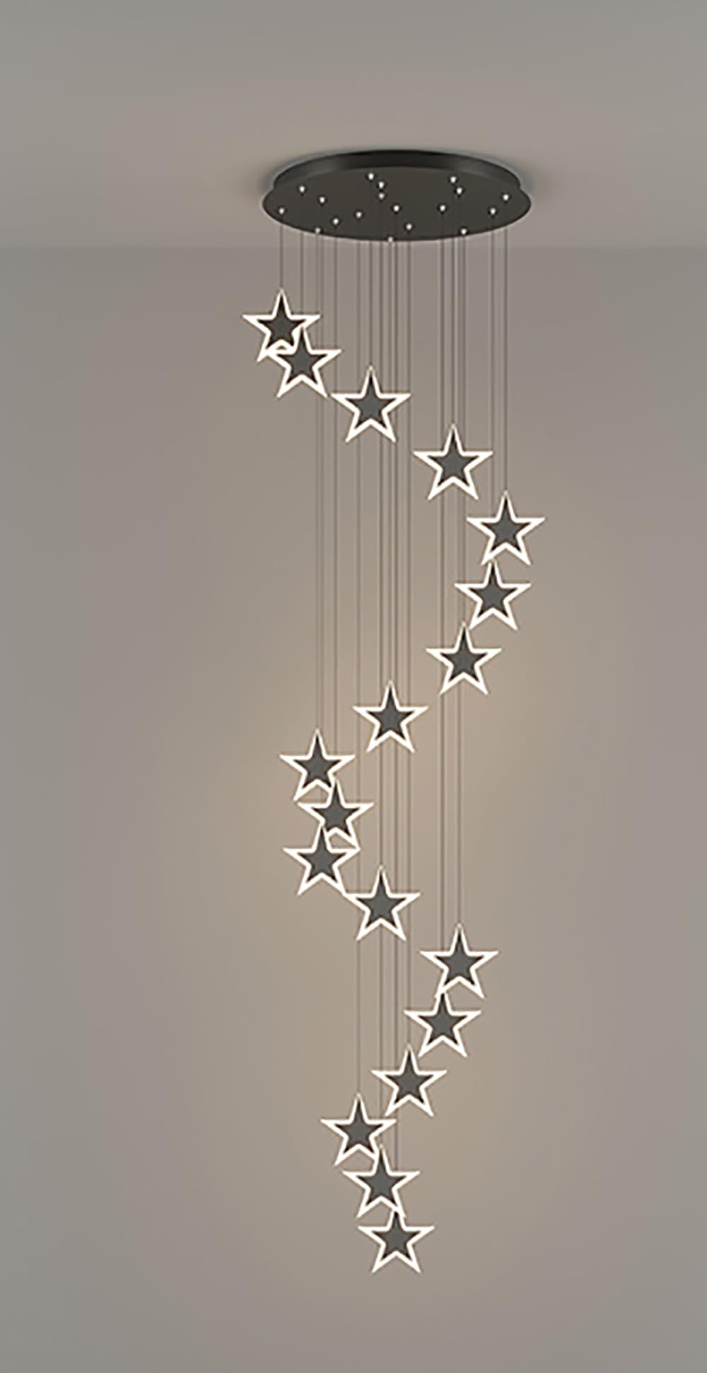 Lustre pour escalier moderne noir 18 lumières LED E27 suspension duplex