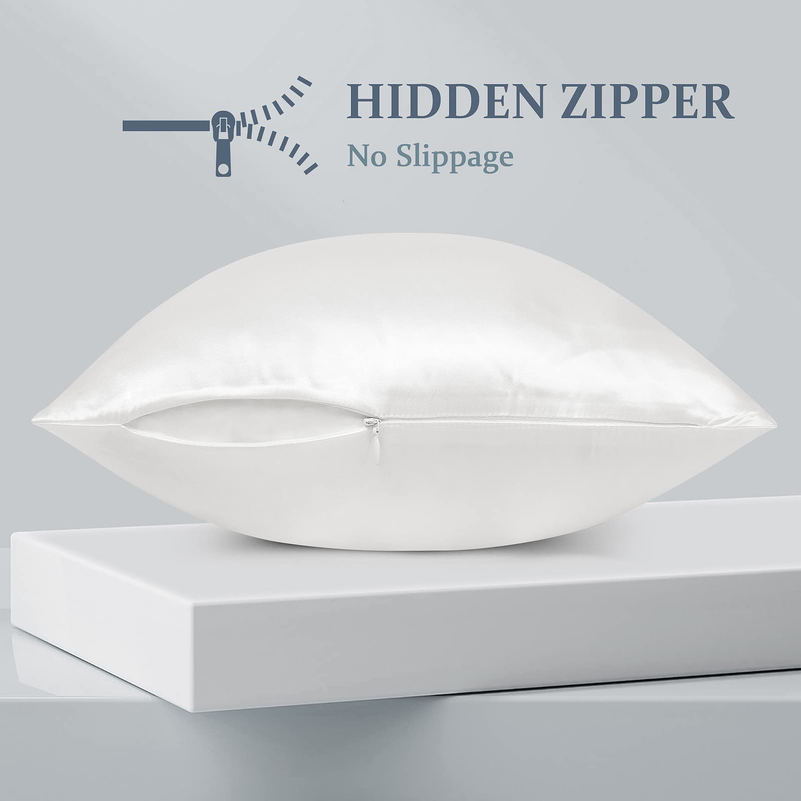 Zijden Kussensloop 100% Natuurlijke voor Haar & Huid: Pure Moerbeizijd Dubbelzijdige - Zacht Verkoelende met Verborgen Ritssluiting - Hypoallergeen Oeko-Tex Gecertificeerd 1 Stuk Zilvergrijs 40 x 60cm