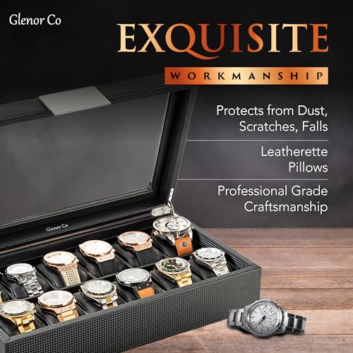 Glenor-Watch-Box-For-Men-12-Slot-Luxury-Carbon-Fiber-Design-Display-Case-Large-Holder-Metal-Buckle-Black-By-Glenor-Co