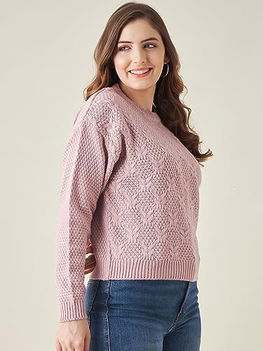 Image of Modeve Self Design Round Neck Casual Women Crop Top Sweater||Winterwear||