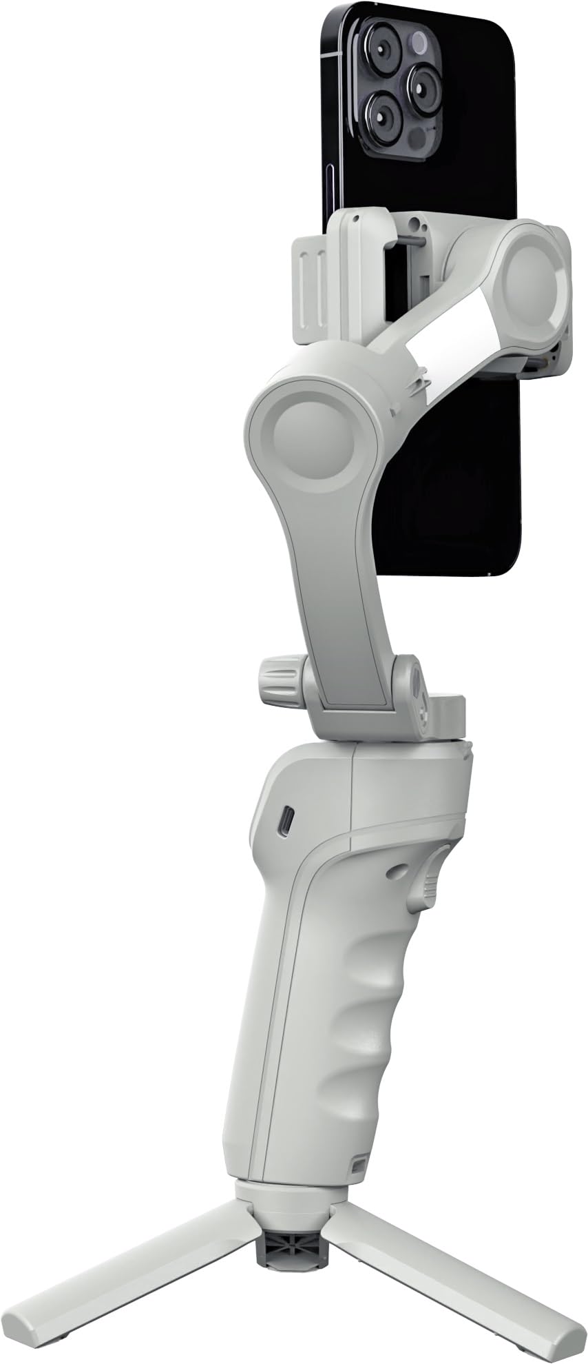Gimbal Stabilizzatore per Smartphone, Luce Regolabile, Cavalletto Treppiedi Pieghevole