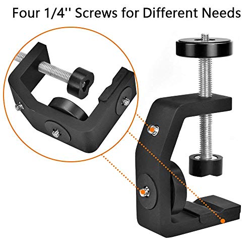 UTEBIT C-Klemme, Klemmstativ mit Vier 1/4-Schrauben, Verstellbarer Backen Multiklemme, Stabiler Clamp aus… – Bild 3