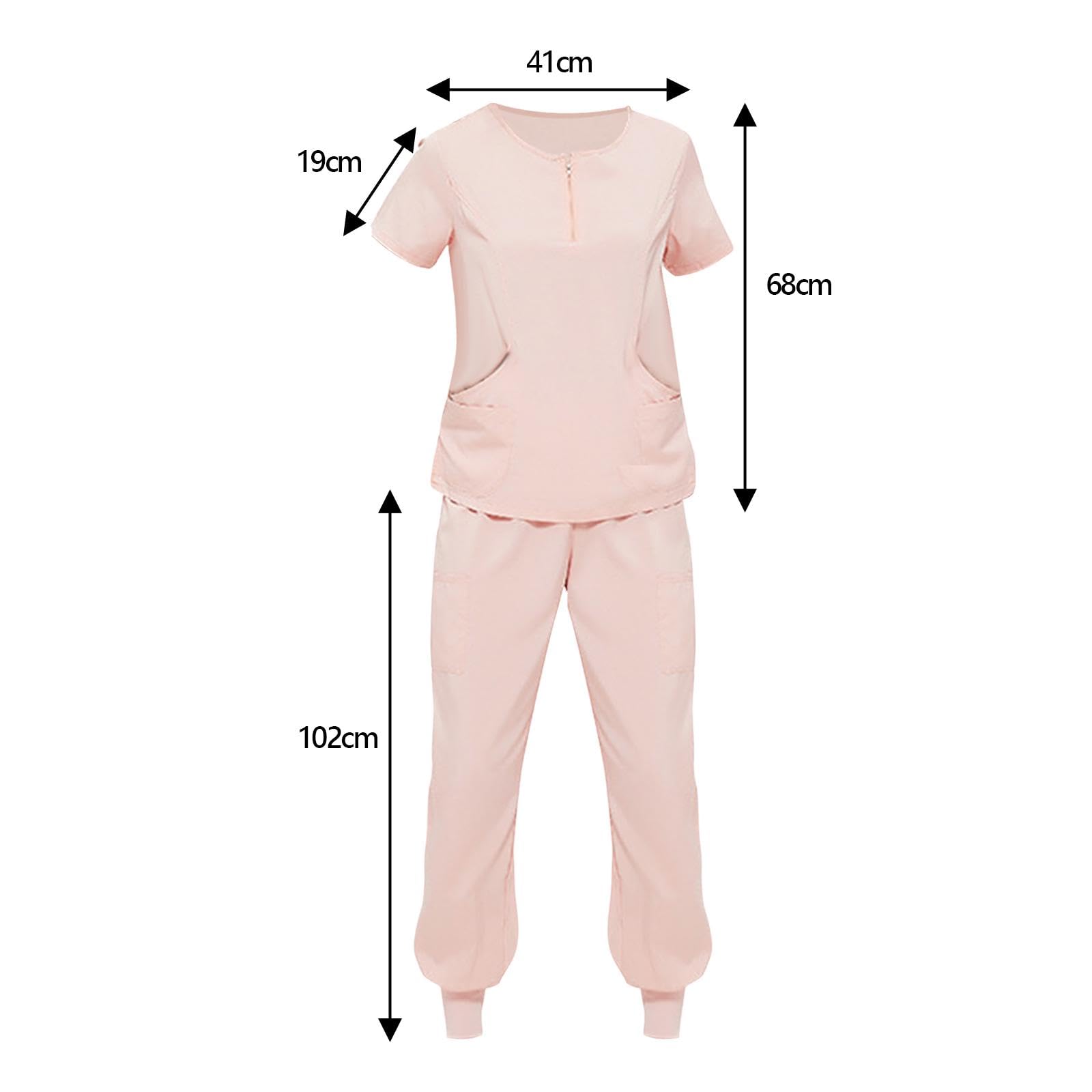 kowaku Conjunto de uniformes exfoliantes con bolsillos, Top y pantalones de enfermera, cintura elástica de verano, manga corta para salón de belleza, M