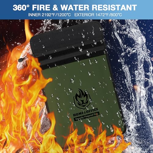 Image of Andyer 2 Pockets Fireproof Document Bag (15 inchx11 inch), Protect Values from Fire