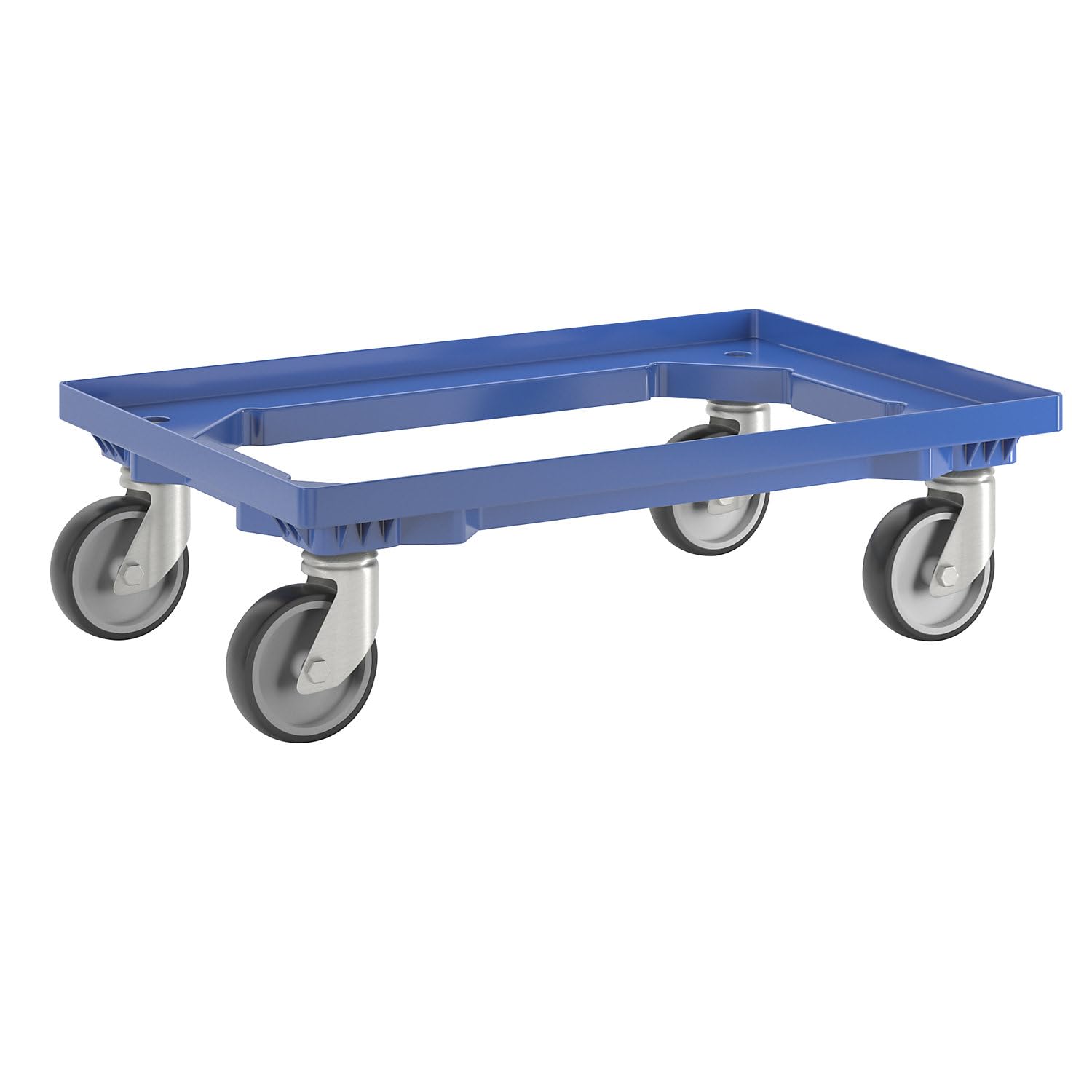 eurokraft | Plateau roulant professionnel | 600 x 400 mm | 4 roulettes pivotantes à bandage caoutchouc | bleu