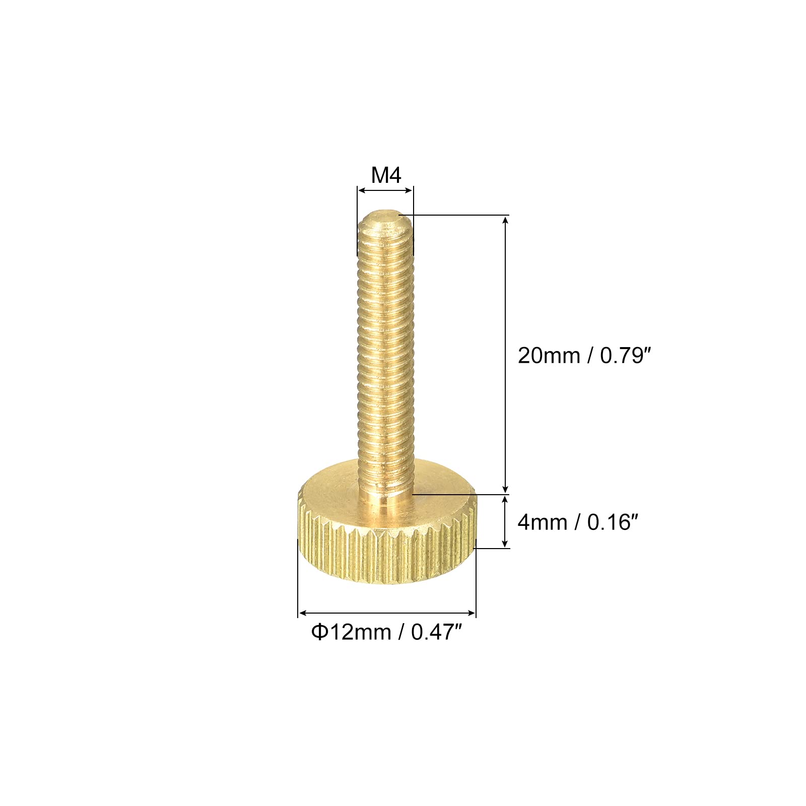 Lot De 8 Boulons Laiton à Bout Moleté M4x20mm - Vis Pouce Pour Fixation Mécanique | Neuf Sous Emballage Uxcell