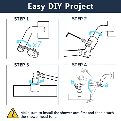 Pdpbath 8" Rain Shower Head With 12" Adjustable Height & Distance Extension Arm,304 Stainless Steel High Pressure Rainfall Showerhead, All Metal Round Waterfall Showerhead With Extender Brushed Nickel #TOP6