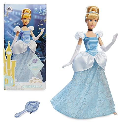 Disney Store Muñeca clásica de La Cenicienta, Altura: 29 cm, muñeca Completamente articulada, Incluye Zapatos, Guantes Largos, Gargantilla y un Cepillo, para Mayores de 3 años