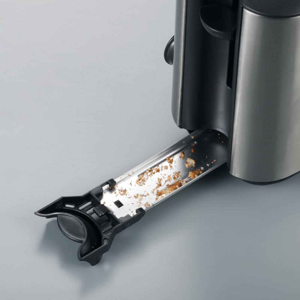 SEVERIN Automatik-Langschlitztoaster, Automatik-Toaster mit Brötchenaufsatz, aus Edelstahl, zum Toasten, Auftauen und Erwärmen, 1.000 W, Edelstahl-gebürstet/schwarz, AT 2515