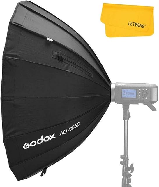 Godox AD-S85S 85cm/33.5inch Portable Softbox Soft Umbrella Silver Inside with Godox Mount Quick Install and Reflector Diffuser Grid Suitable for Godox AD300 Pro Godox AD400 Pro (AD-S85S)