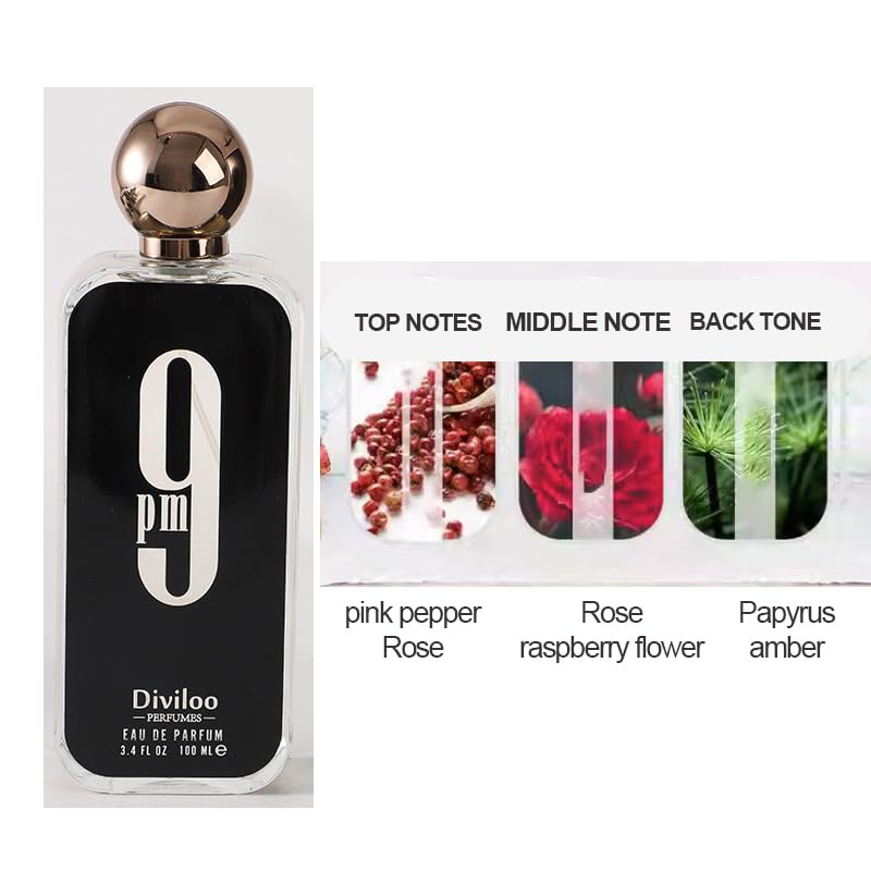 Diviloo 9PM Eau de Parfum for Men 3.4 Fl Oz, 9AM Eau De Toilette