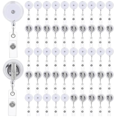 Porte-badges rétractables transparents avec pince crocodile pivotante robuste lot de 100