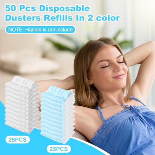 Image of Mimorou 50 Pcs Disposable Dusters Refills Bulk Heavy Duty 180 Multi Surface Replacement Dusters for Cleaning Ceiling Fan with Microfibers Unscented (Blue Color)