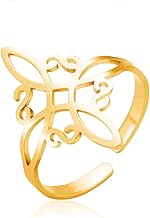 Dreamtimes Bague de Noeud de Sorcière pour Femmes en Acier Inoxydable Réglable Ouvert Bagues Celtique Quaternaire Wiccan Sorcières Noeud Anneau Sorcellerie Amulette Bijoux Cadeau d'anniversaire