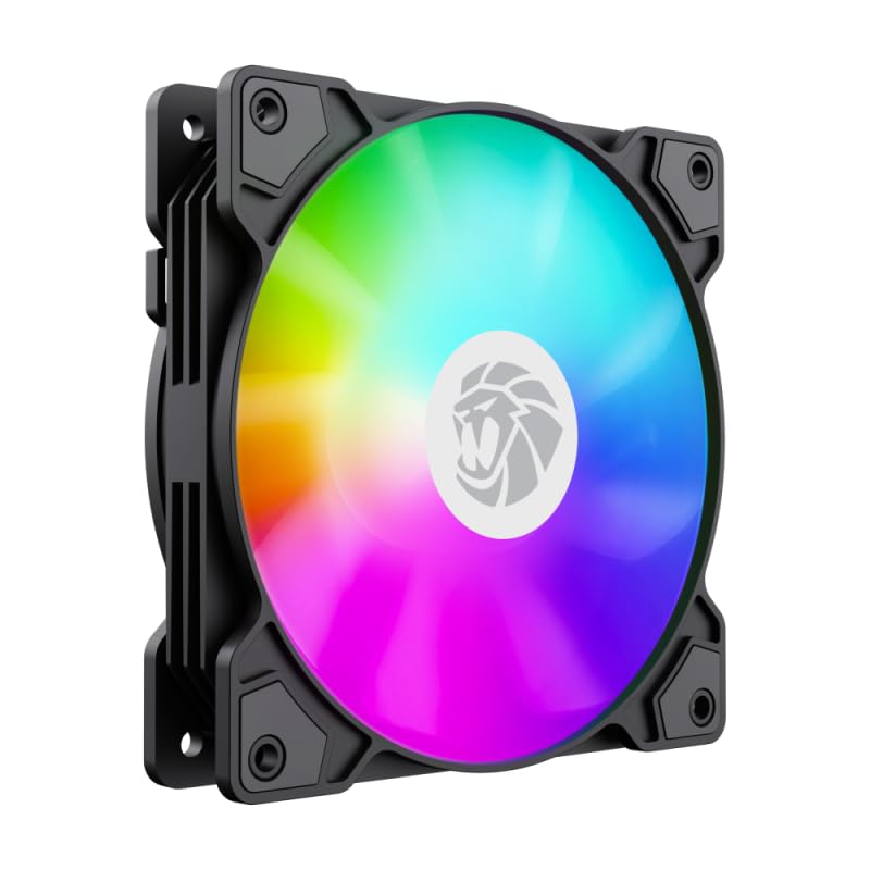 GAMEMAX FN12AS5 BK Ventilateur ARGB de 140 mm, ventilateur de boîtier PC à roulement hydraulique avec contrôle PWM, refroidissement ultra silencieux 600 à 1400 tr/min, flux d'air 43 CFM, LED centrales