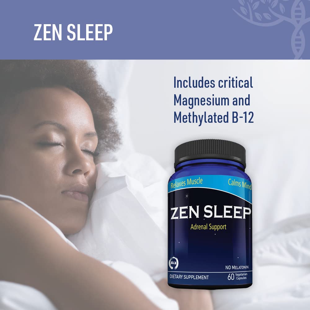 Zen Sleep | Non-Addictive Sleep Aid w/Adrenal Support. Contains Magnesium and Organic Herbs; Chamomile, Lemon Balm, Passion Flower, No melatonin — Amazon image 8