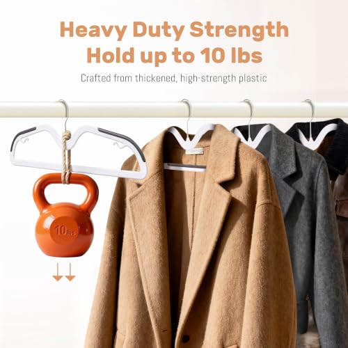 Image of 12 PCS Non Slip Plastic Hangers, Multipurpose Clothes Hangers & Cloth Hanger for Wardrobe Closet Organizer, Garment Storage Hanger for Shirts & Dresses (Groove Design Plastic Hangers 12 PCS)