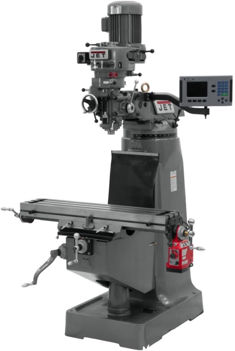 JET Step Pulley Vertical Mill, ACU-RITE 203 DRO, X-Axis Powerfeed, 230V 3Ph (Model JTM-1)