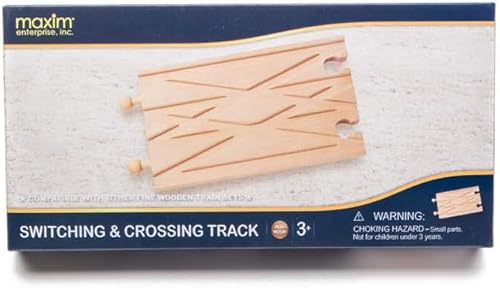 Miniatura 4 de Maxim Enterprise, inc. Conmutación y cruce de vías de tren de madera, pista de expansión avanzada compatible con Thomas & Friends, Brio y todos los