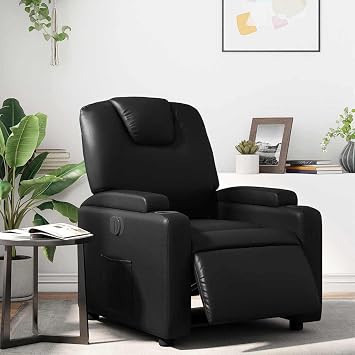Electric Recliner Chair Black Faux Leather with Cup Holders, Power Reclining Function, 135 Degree Tilt, Comfortable Padded Seat and Durable Frame