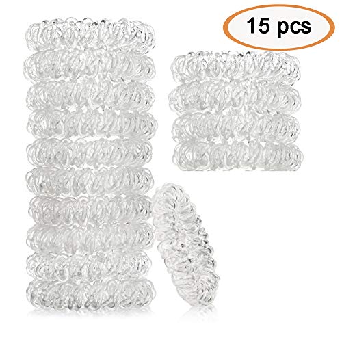15Pcs Clear Spiral Hair Ties No Crease Elastic Ponytail Holders Phone Cord Traceless Hair Ties for Women Thick Hair by Accmor On Sale
