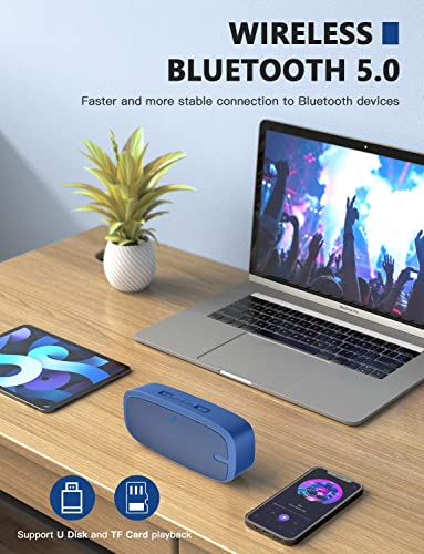 Image of LENRUE Bluetooth Speaker, Wireless Portable Speaker with Loud Stereo Sound, Rich Bass, 12-Hour Playtime, Built-in Mic. Perfect for iPhone, Samsung and More (Blue)