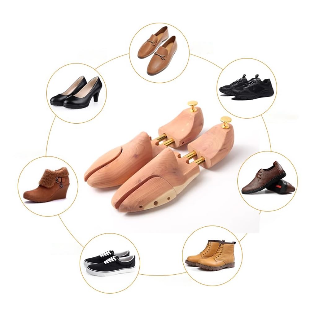 Juego De 2 Hormas para Zapatos De Madera De Cedro, Modelador De Madera para Árbol De Zapatos para Hombre, Ancho Y Largo Elástico, Modelador De Zapatos, Se Adapta A Tallas 31-46,37 to 41