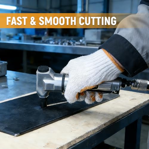 Hoteche Air Nibbler, 3600RPM Pneumatic Metal Cutter for 0.5-1.2MM Iron & Aluminum, Silver, Color Box Packaging