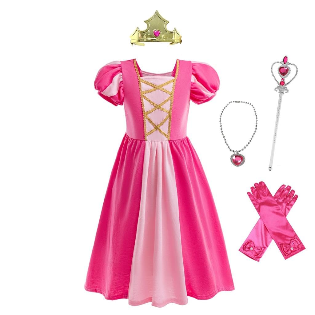 Lito Angels Princess Aurora Fancy Dress Up Clothes with Accessories for Kids Girls Age 12-13 Years, Hot Pink (Tag Number 160)