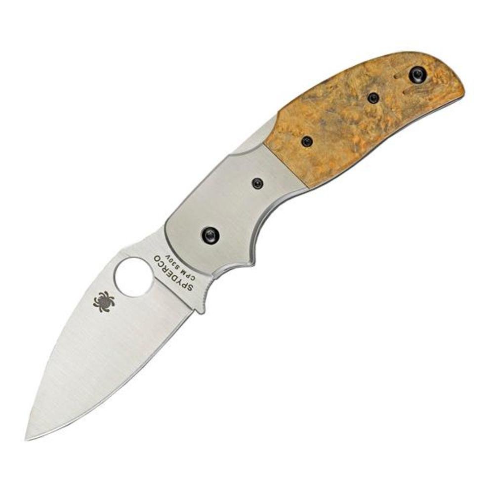 Spyderco Sage Wood with Titanium Bolsters Plain Edge Knife