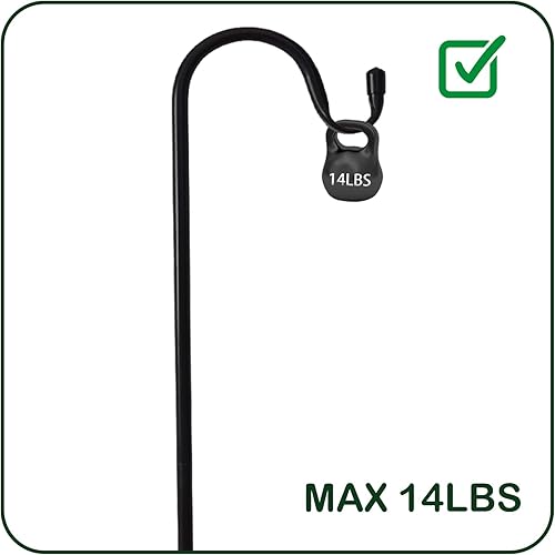 Miniatura 5 de TIEBOLA Paquete de 2 ganchos de pastor  48 pulgadas de alto 12 pulgada de grosor ajustables resistentes a la oxidación con base de 5 puntas para