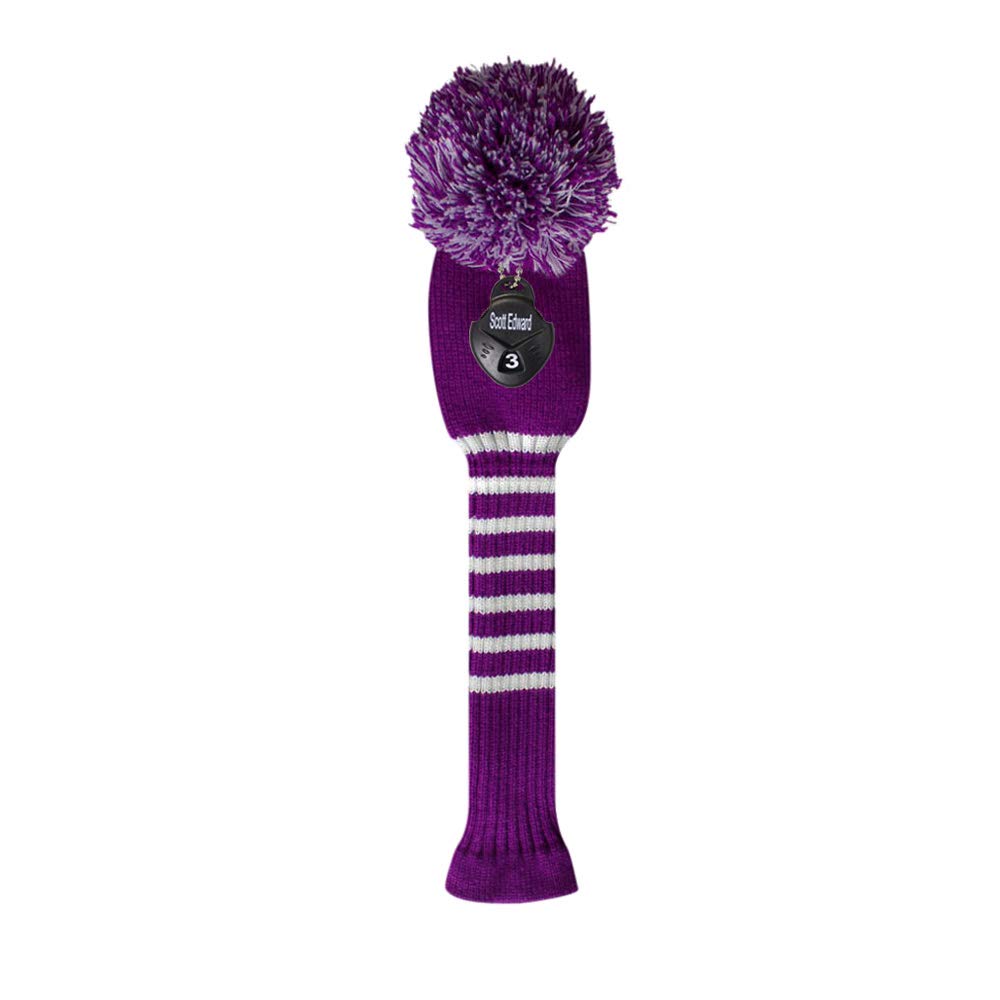 Scott Edward Copritesta per mazza da golf, per driver/fairway/ibrido, versione personalizzata, 1/3/4/5/putter/ferro gamma completa (striscia viola)
