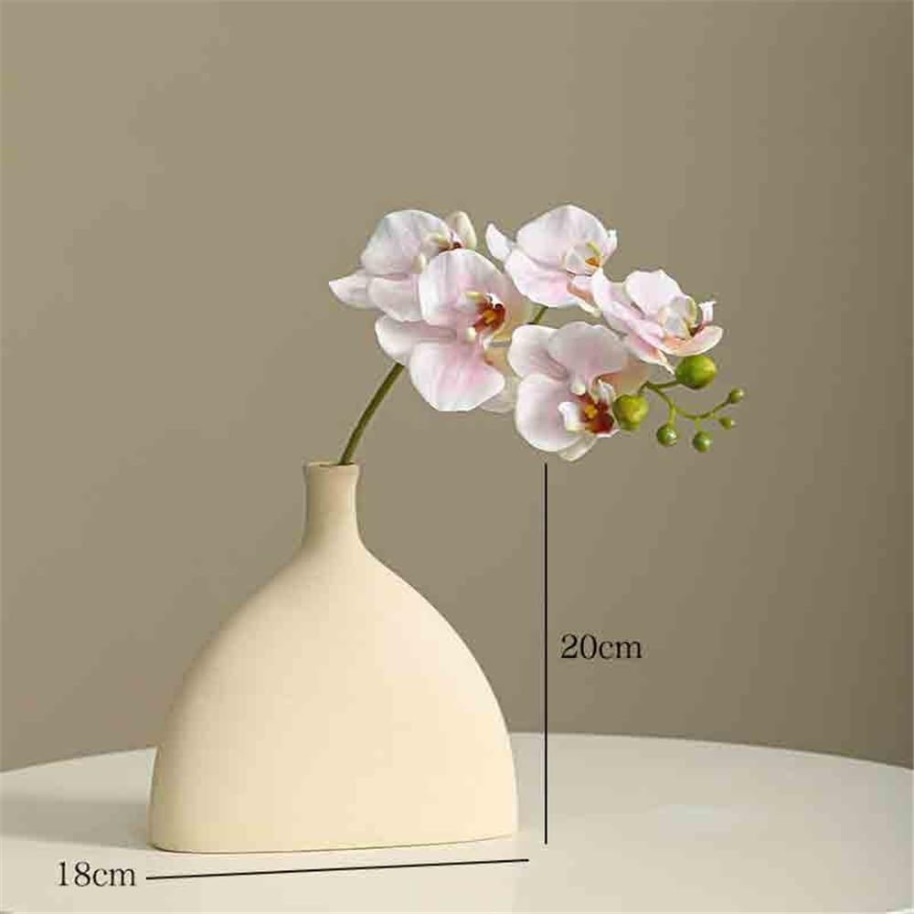 Fiori artificiali Singolo fiore di simulazione di Phalaenopsis rosa, singolo fiore finto con vaso in ceramica for soggiorno Fiore finto