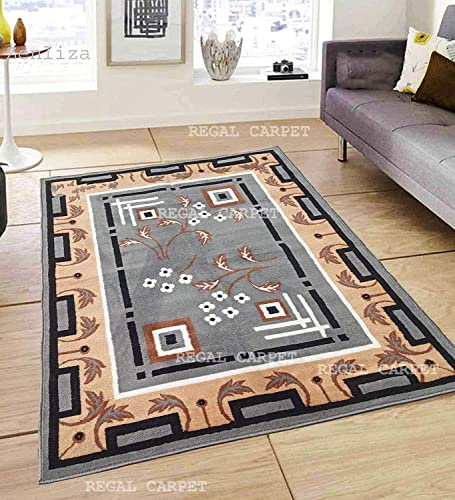 Image of BCF Area Rug 6X8 feet, Grey HT3 Carpet for Home Decor | Easy to Clean, Anti-Skid Ideal for Living Room, Bedroom, Hall