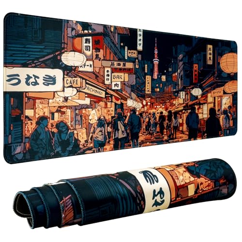 JINJIASC Large Mouse Mat Gaming Mouse Pad 31.5 x 11.8 in Desk Mat Desk MatNon-Slip Rubber Base, Waterproof Surface, Durable Stitched Edges, Laptop Desktop Mousepad (Street) JINJIASC Large Mouse Mat Gaming Mouse Pad 31.5 x 11.8 in Desk Mat Desk MatNon-Slip Rubber Base, Waterproof Surface, Durable Stitched Edges, Laptop Desktop Mousepad (Street)