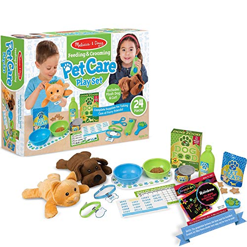 Melissa & Doug Feeding & Grooming Pet Care: Playset Bundle with 1 Theme Compatible M&D Scratch Fun Mini-Pad (#08551)